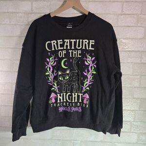 Disney Hocus Pocus Creature of the Night Black Sweatshirt Thackery Binx Cat Med.